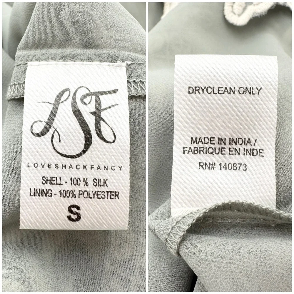 LoveShackFancy Isabel Dress in Dusty Sage Summer Garden - Picture 13 of 16